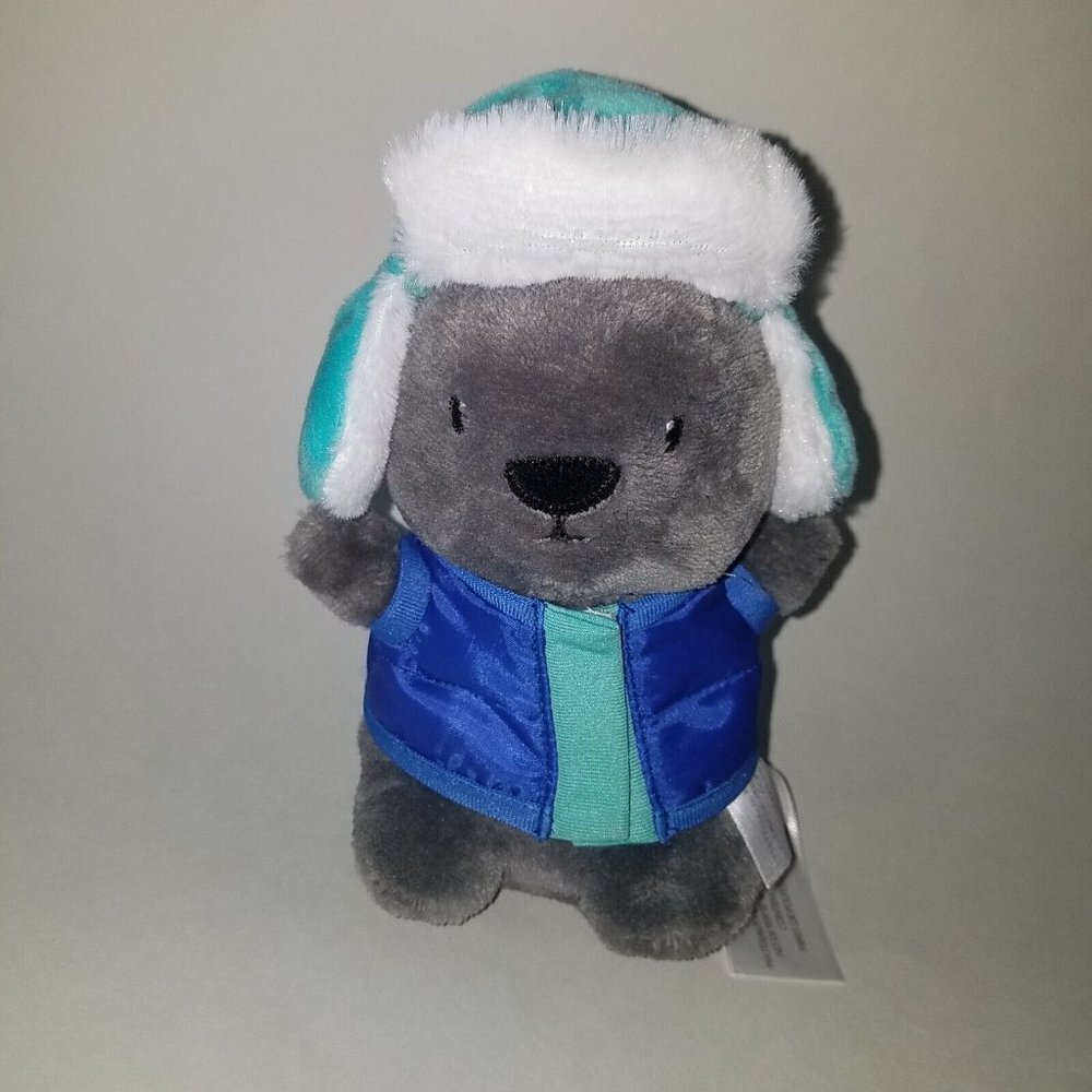 Animal Adventure Gray Reindeer Moose Deer Lovey 7" Plush Blue Jacket Hat 2019